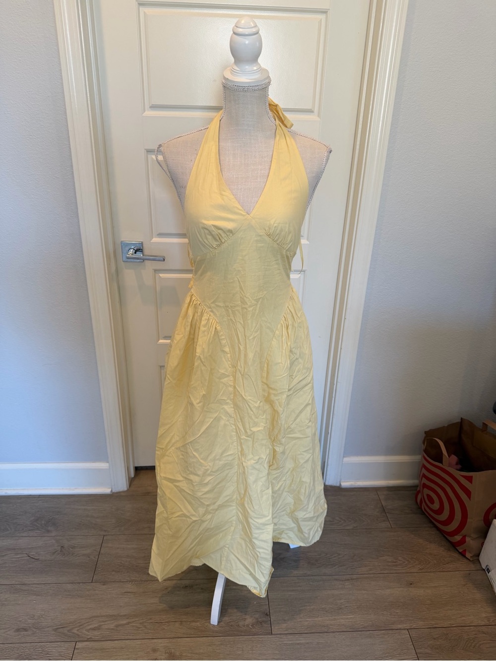 Sunny Yellow Halter Midi Dress